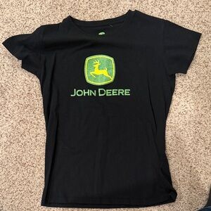 John Deere Black Tee with Green and Yellow Logo